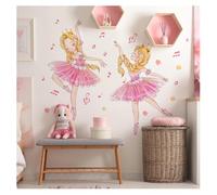 Codulu Autocollants muraux pour filles de ballet - Papillons et fleurs - Décoration murale pour chambre de fille, salon, jardin d'enfants - F