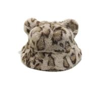Codulu Bob d'hiver léopard en Fausse Fourrure,Bonnet Chaud et Duveteux à Oreilles d'ours,Style pêcheur,Cadeau pour Femmes,Filles,garçons et Hommes