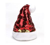 Codulu Bonnet de Noël,Bonnet de Père Noël à Paillettes et Peluche,idéal pour la Veille de Noël et Le Nouvel an. Convient aux Adultes,Femmes et Hommes. Rouge et doré.
