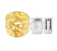 Codulu Guirlande lumineuse à piles, avec lumières LED scintillantes 8 modes pour éclairage intérieur et extérieur, sapin de Noël, chambre à coucher, fête, décoration de mariage, lumière chaude, 10 m
