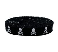 Codulu Lacets de chaussures de sport plats imprimés tête de mort 8 mm de large lacets de rechange pour baskets, chaussures athlétiques décontractées, Noir , 180cm