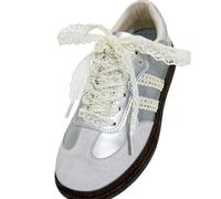 Codulu Lacets plats creux brodés, 2,9 cm de large, lacets de rechange pour femmes et filles, baskets, chaussures de course athlétiques, bottes, beige, 140
