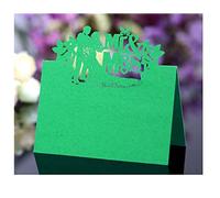 Codulu Lot de 50 cartes de table creuses Mr & Mrs Papillons Carte Nom Carte Pliée Carte de Tente pour Mariage Anniversaire Fête Festival Vert