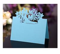 Codulu Lot de 50 cartes de table creuses Mr & Mrs Papillons Carte Nom Carte Pliée Carte de Tente pour Mariage Anniversaire Fête Festival/Bleu