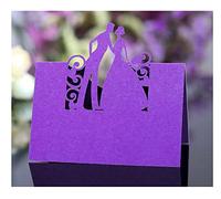 Codulu Lot de 50 cartes de table creuses pour nom de mariée et marié, cartes de siège pliées, cartes de tente, cartes pour mariage, fête d'anniversaire, festival/violet