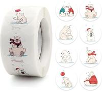 Codulu Lot de 500 rouleaux d'autocollants inspirants motif ours polaire pour enfants, décoration de paquets, cartes cadeaux, sacs