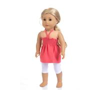 Codulu Vêtements de poupée pour poupée américaine de 18 Pouces - Hauts Licou Pantalons Tenues Accessoires pour poupée Fille de 43 à 46 cm - 2 pièces/Ensemble - B