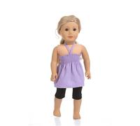 Codulu Vêtements de poupée pour poupée américaine de 18 Pouces - Hauts Licou Pantalons Tenues Accessoires pour poupée Fille de 43 à 46 cm - 2 pièces/Ensemble - A