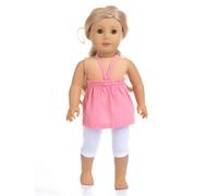 Codulu Vêtements de poupée pour poupée américaine de 18 Pouces - Hauts Licou Pantalons Tenues Accessoires pour poupée Fille de 43 à 46 cm - 2 pièces/Ensemble - E
