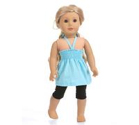 Codulu Vêtements de poupée pour poupée américaine de 18 Pouces - Hauts Licou Pantalons Tenues Accessoires pour poupée Fille de 43 à 46 cm - 2 pièces/Ensemble - C