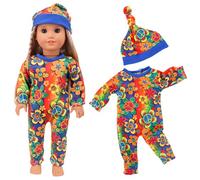 Codulu Vêtements de poupée pour poupée américaine de 18 Pouces-Pyjama avec Bonnet de Nuit Tenues de Nuit Accessoires pour poupée Fille de 43 à 46cm-2 pcs/Set-H