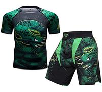 Cody Lundin - T-shirt à manches courtes de compression et short thaï pour combat MMA, boxe et entraînement sportif, Style F., M