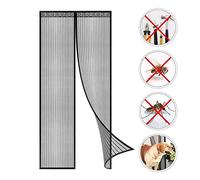 Coedou Moustiquaire à Fermeture Aimantée - Fermeture Automatique Maille Ultra Fine, Installation sans Outil Facile (Noir (Nouveau Style), 80 x 210 cm)