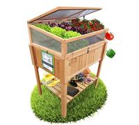 Coemo Jardinière surélevée avec accessoire de jardinière - 90 x 60 x 120 cm | Jardinière ergonomique en bois pour légumes, herbes et fleurs, protège le dos avec espace de rangement et montage facile