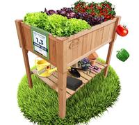 Coemo Jardinière surélevée en bois 90 x 40 × 90 cm avec étagère - Bac à plantes et serre pour balcon, terrasse et jardin - Jardinière surélevée avec non-tissé - Peut également être utilisé comme