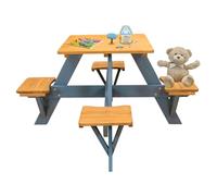 Coemo Romy Ensemble table de pique-nique en bois pour enfants 110 x 110 x 56 cm, 4 places, idéal pour l'intérieur et l'extérieur, construction robuste, lasure à base d'eau