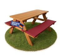 Coemo Salon de jardin stable pour enfant avec rembourrage - Table de pique-nique en bois