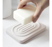 Coengwui Porte-Savon en diatomite pour Organisateur de Cuisine, Support d'évier à séchage Rapide pour éponge, Brosse, Brosse à Dents - Plateau en Pierre à Absorption Rapide (Beige, 12,2 x 7,9 cm)