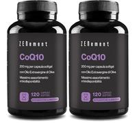 Coenzyme Q10, 200 mg | 100% Pur Fermenté Naturellement, 120 Perles (Approvisionnement pour 4 Mois) avec Huile d'Olive Vierge Extra Espagnole Bio | Haute Puissance, Antioxydant | Zenement (Lot de 2)
