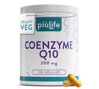 Coenzyme Q10 200mg PiùLife - CoQ10 Antioxydant Anti Age, Ubiquinone Q10 Coenzyme - Complément Alimentaire Peau, Système Immunitaire, Énergie Contre Les Radicaux Libres - 120 Gélules Vegan