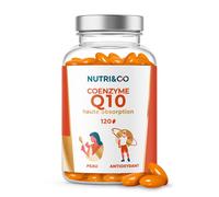 NUTRI & CO Coenzyme Q10 - Ubiquinone 200mg - CoQ10 + Vitamine C - Complément Alimentaire Peau Anti-Age & Anti-Rides - Santé Cardiovasculaire - 120 capsules Haute Absorption - Conditionné en France