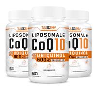 Coenzyme Q10 liposomale ubiquinol, dose élevée de 600 mg par portion, 300 mg par capsule, coenzyme Q10 antioxydant hautement biodisponible (Pack of 3)