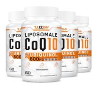Coenzyme Q10 liposomale ubiquinol, dose élevée de 600 mg par portion, 300 mg par capsule, coenzyme Q10 antioxydant hautement biodisponible (Pack of 4)