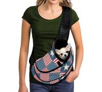 COEQINE 4th of July Sac à bandoulière pour promeneur de chien pour petits chiens et chats Sac à main en maille respirante Sac à main Sac à main en maille respirante Sac à main Sac à main libre Sangle