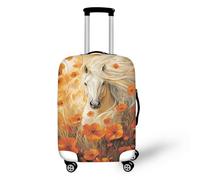 COEQINE Axolotl Housse de protection pour valise de voyage élastique lavable 45,7 à 81,3 cm, Cheval blanc floral d'automne, L