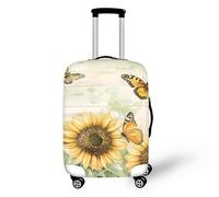 COEQINE Axolotl Housse de protection pour valise de voyage élastique lavable 45,7 à 81,3 cm, Tournesol Papillon Bois, M