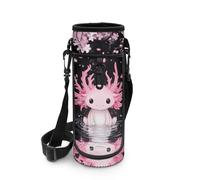 COEQINE Axolotl Porte-bouteille isotherme pour enfants filles avec bandoulière Sac léger portable pour école primaire avec étui de téléphone pour salle de sport, course à pied, voyage en acier