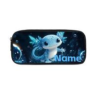 COEQINE Blue Axolotl Stylo Case pour Bureau Scolaire Fournitures de Grande capacité Sac de Stockage Papeterie Porte-Poche Boîte d'impression Nom personnalisé Sac de Voyage