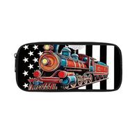 COEQINE Car Print Pencil Case pour Enfants Sac à Stylo Bureau École Maquillage Sac Cosmétique avec Train à Vapeur Cool Pattern for Boys Teen Adult Pen Holder Bag