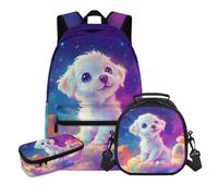 COEQINE Cartable 3 en 1 pour filles 8-10, 10-12, 12-14 ans, sac à dos léger pour garçons avec sac à déjeuner et grand porte-crayons, Caméléon bleu