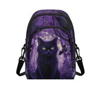 COEQINE Carteras Para Mujer Sac à main de Noël pour femme avec sangle pour téléphone portable, Chat gothique chauve-souris violet Hallo Ween Decor