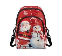 COEQINE Carteras Para Mujer Sac à main de Noël pour femme avec sangle pour téléphone portable, Père Noël bonhomme de neige rouge