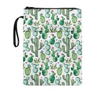 COEQINE Couverture de livre en papier, motif cactus tendance, pochette avec fermeture éclair et poche avant pour femmes et adolescentes