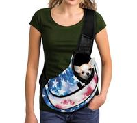 COEQINE Écharpe pour chien de taille moyenne - Imprimé drapeau américain - Sac de transport léger pour petits chats - Sac en maille respirante - Bandoulière réglable mains libres - Grande poche zippée