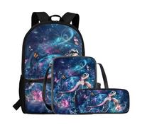 COEQINE Ensemble 3 pièces de sac à dos de dessin animé pour filles de 6, 8, 10, grande capacité, sac à livres et boîte à déjeuner, Tortue de mer fluo rose bohème floral