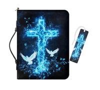 COEQINE Étui de bible bleu pour homme et femme, grande taille 30 x 22 x 6,1 cm, étui de bible avec marque-pages en cuir imperméable, léger et résistant aux taches, 30 x 22 x 6,1 cm