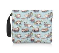 COEQINE Étui de livre de poche avec poignées pour poche latérale à fermeture éclair - Motif loutre - Bleu