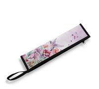 COEQINE Étui de transport réutilisable en paille avec fermeture éclair - Noir - Accessoires de voyage portables, Colibri Violet Floral