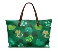 COEQINE Grand sac à main en cuir pour femme avec poignée sur le dessus, poignée sur le dessus et sangle pour voyage, travail, Cœur feuilles porte-bonheur vert vif, Large