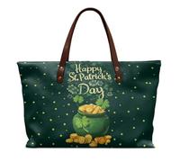 COEQINE Grand sac à main en cuir pour femme, sac à bandoulière avec poignée sur le dessus pour fête en boîte de nuit, Tasse à monnaie verte St Pa Tricks, Large