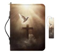 COEQINE Grande couverture de bible pour femme pour étude, accessoires de bible, marque-pages en cuir imperméable, avec poignées, sac à main, cadeau pour les amateurs de livres, 30 x 22 x 6,1 cm