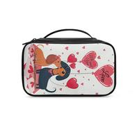 COEQINE Grande trousse de maquillage pour femme avec poignées, joli cadeau de Saint-Valentin, I Love Your Red Rose Floral, Trousse de toilette