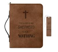 COEQINE Housse de Bible marron pour femme - Grande taille XL - Avec poignées - Voyage « The Lord is My Shepherd I L Lack Nothing » - Protection de livre imprimée pour les amateurs de livres, taille XL