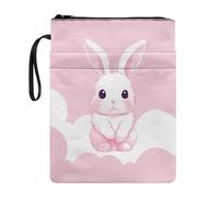 COEQINE Housse de livre lavable avec poche avant Motif lapin Rose