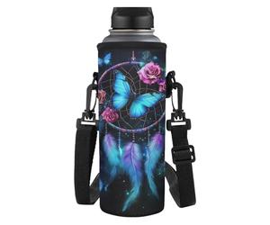 COEQINE Housse de tasse à eau avec sangle et bandoulière pour enfants Motif attrape-rêves papillon