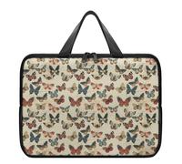COEQINE Housse pour ordinateur portable de 10 à 17 pouces avec poignées, sac de voyage en cuir pour ordinateur portable pour homme et femme, Papillon rétro, 17 inch